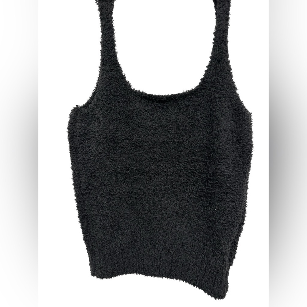 SKIMS Black Fuzzy Tank Top